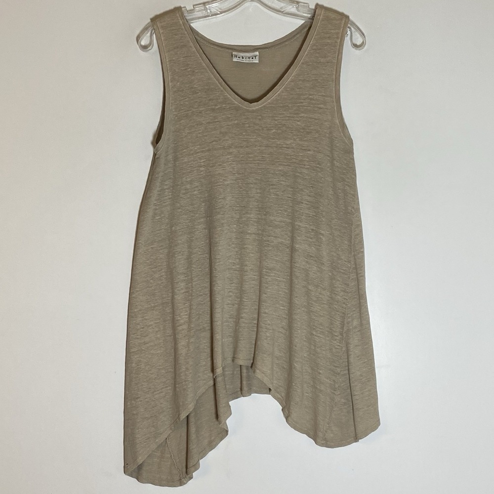 Habitat Top Womens Small Tan Tank Clothes to Live In Asymmetrical Comfy Soft Fun
